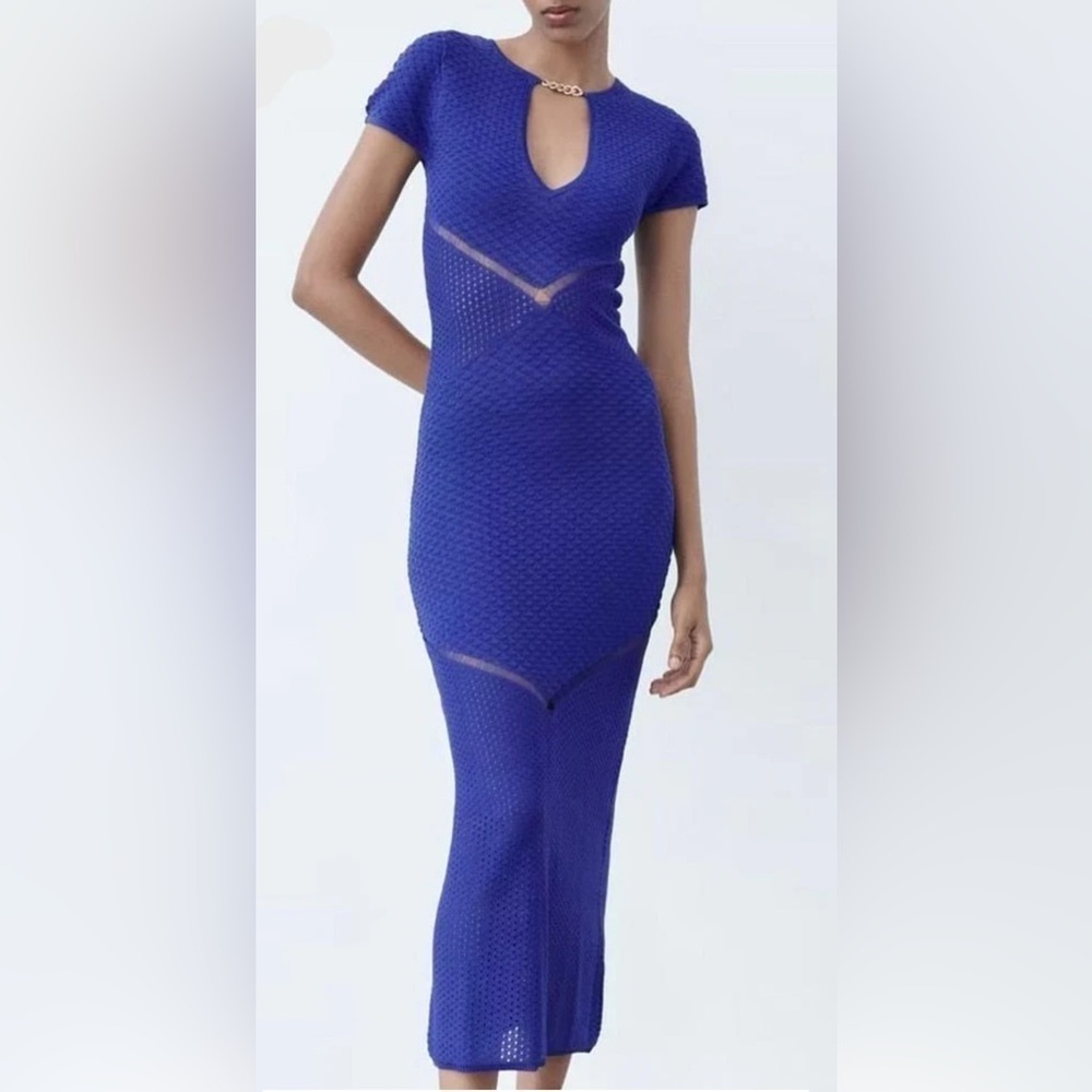 Zara Pointelle Knit Chain Dress – Size Medium